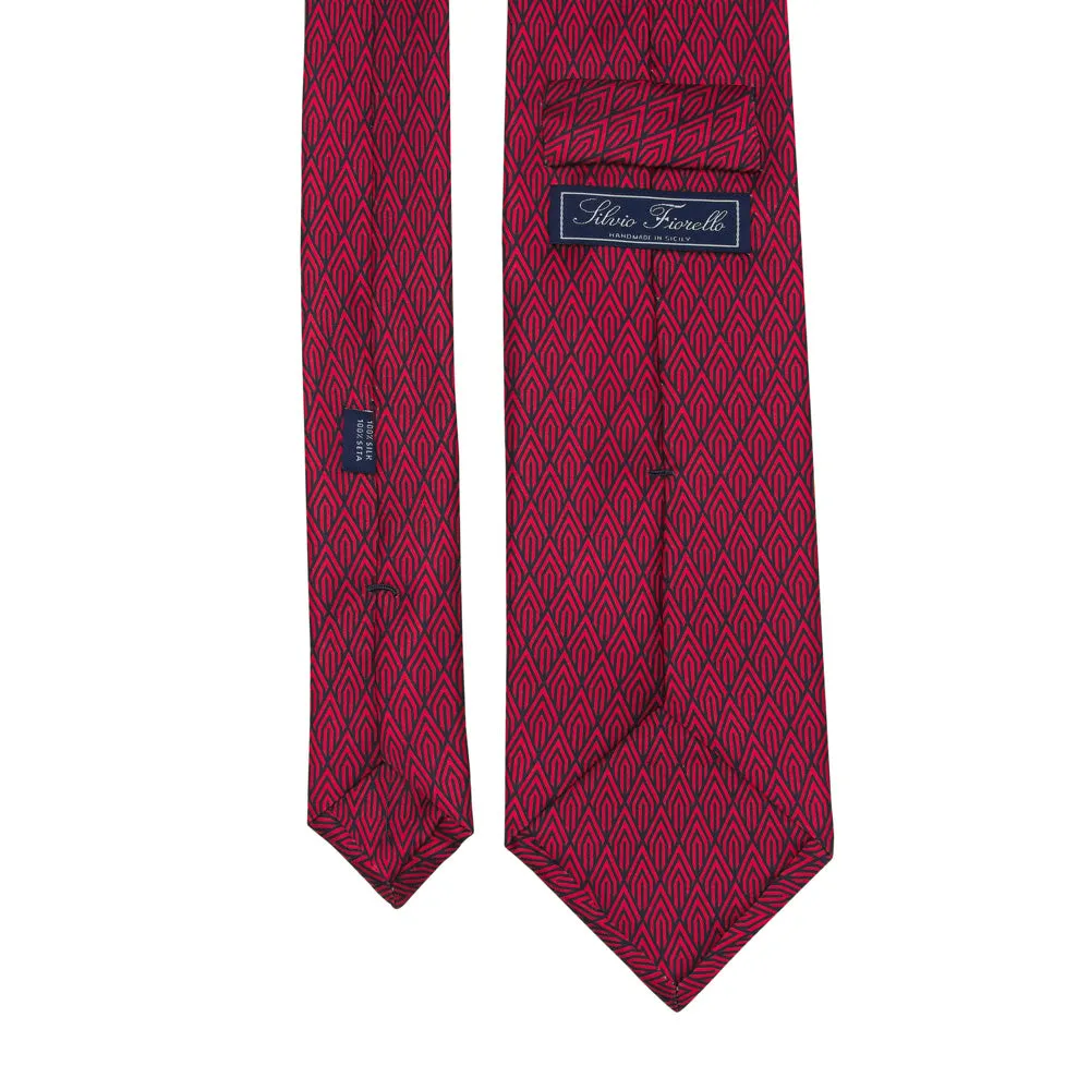 Red and Blue Metropolis Duchesse Silk Tie