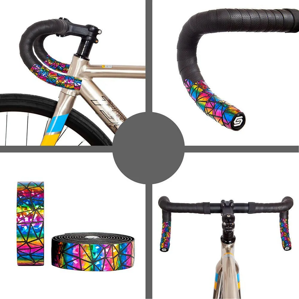 Road Bike Colorful Reflective Handlebar Bar Tape Non-Slip Breathable Sweat-Absorbing Shock-Wrapping Tapes EVA PU Handlebars Tape