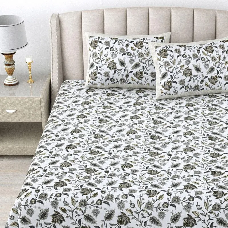 Shannon Floral Bedsheet - Olive Green