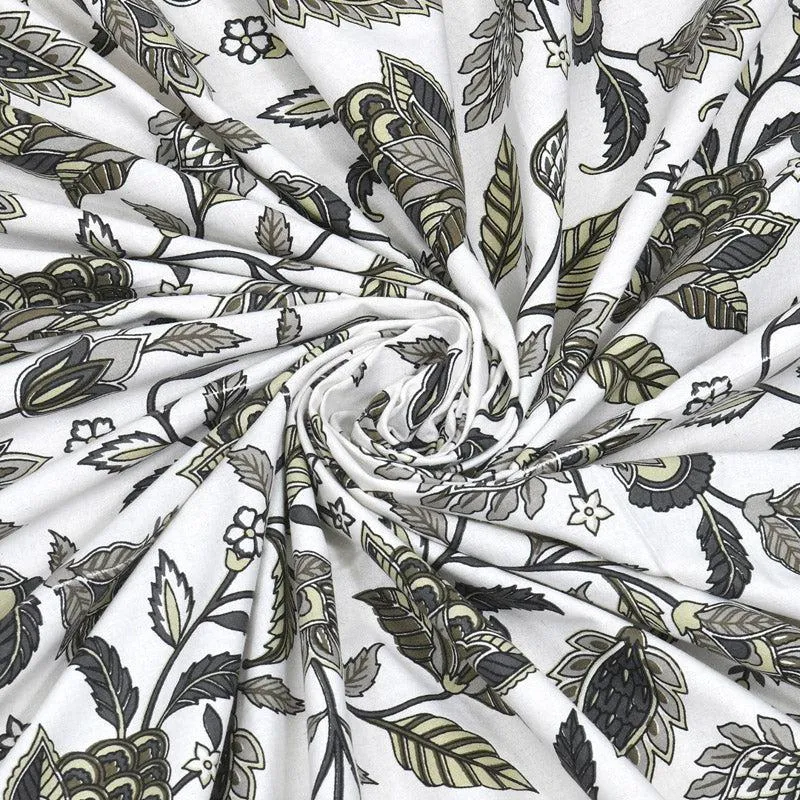 Shannon Floral Bedsheet - Olive Green