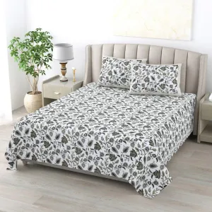 Shannon Floral Bedsheet - Olive Green