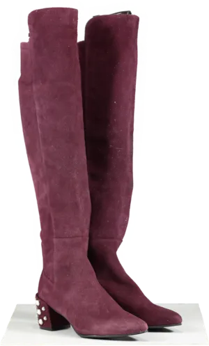 Stuart Weitzman Red Suede Knee High Boot In Bordeaux UK 2 EU 35 👠