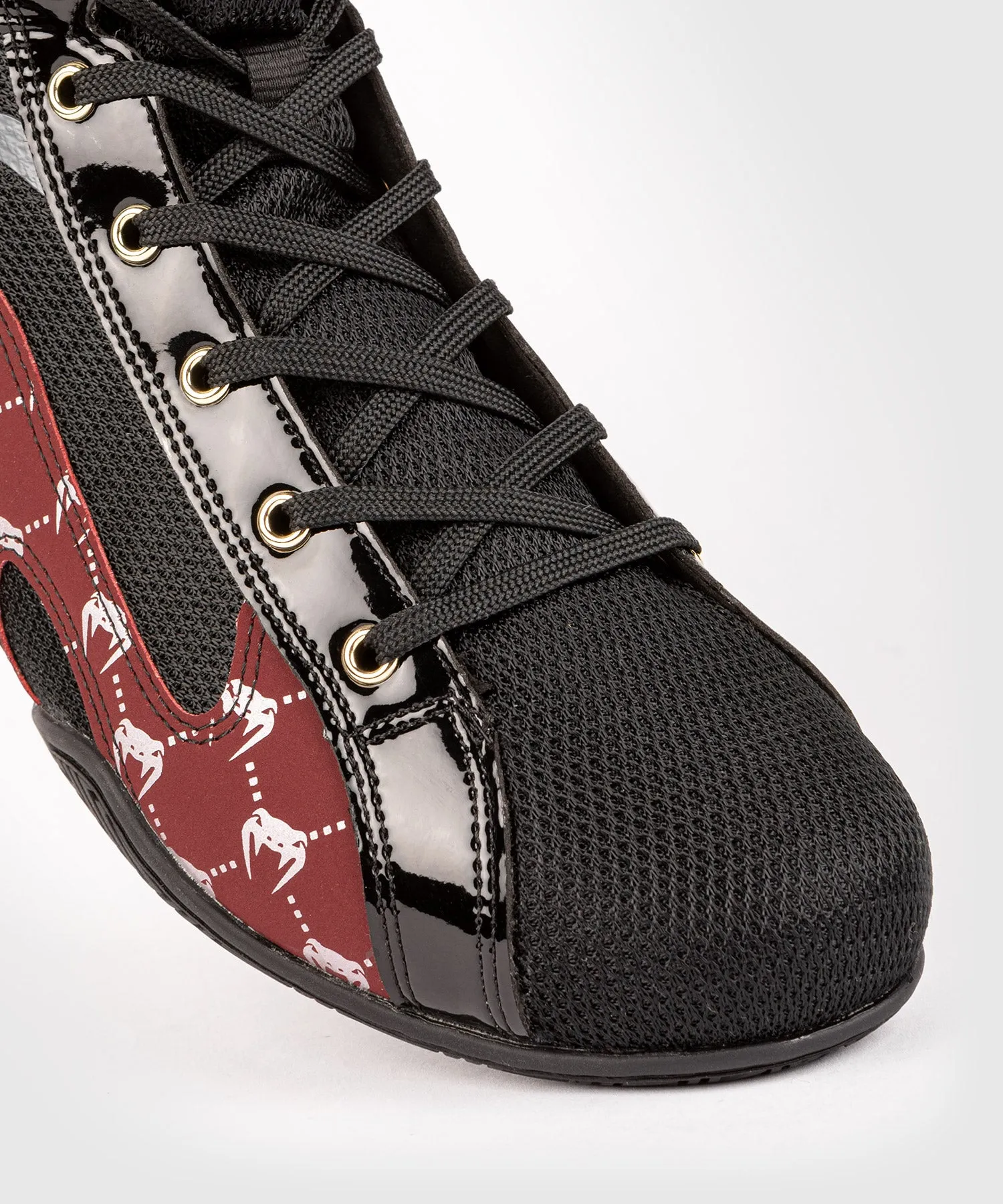 Venum Elite Evo Monogram Boxing Shoes – Black/Burgundy